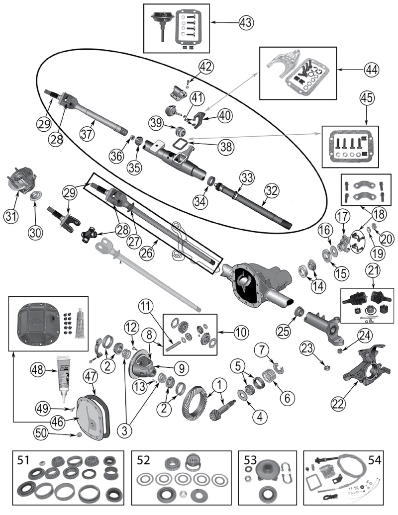 Vorderachse Dana 30 für Jeep Wrangler YJ